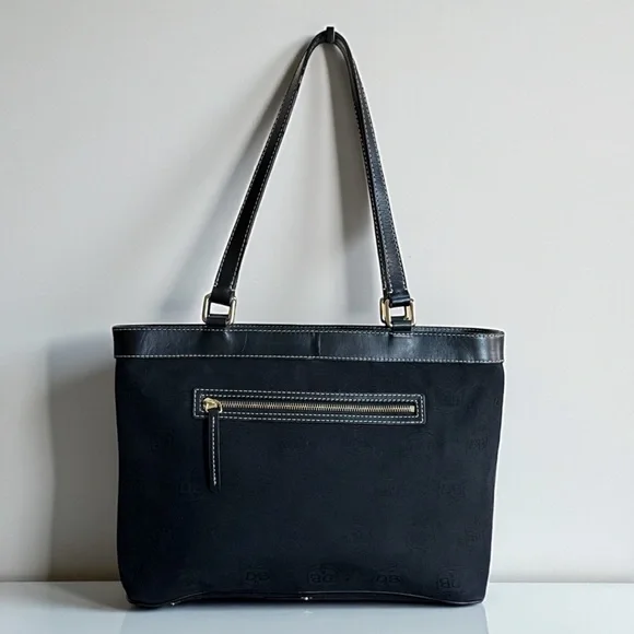 Authentic Dooney & Bourke Black Canvas Tote Bag with Leather Trim! - Picture 4 of 14